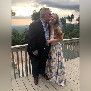Lulu’s Champagne and Blue Floral Gown